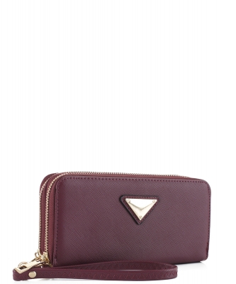 New Fashion Triangle Logo Double Zip Wallet OCK-W0095-1 WINE